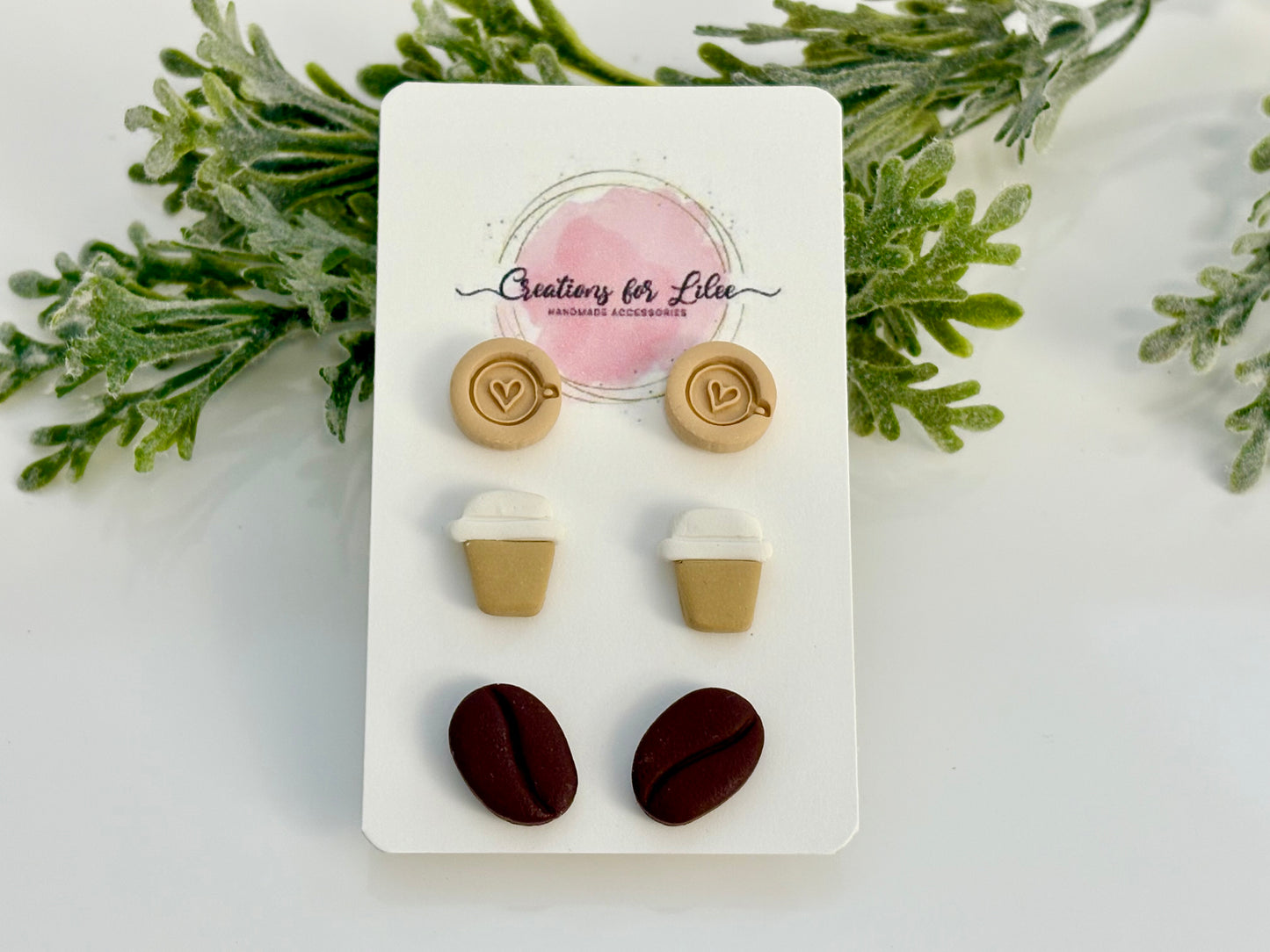 Clay Earrings - Coffee Stud Pack
