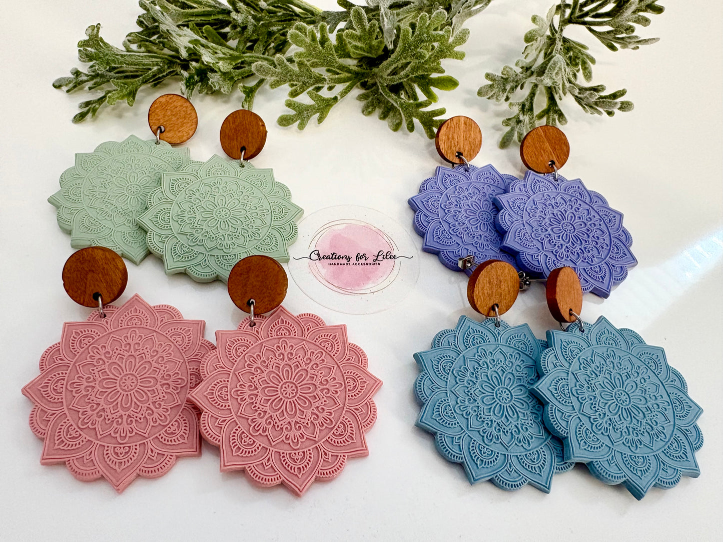 Clay Earrings - Pastel Mandala Collection