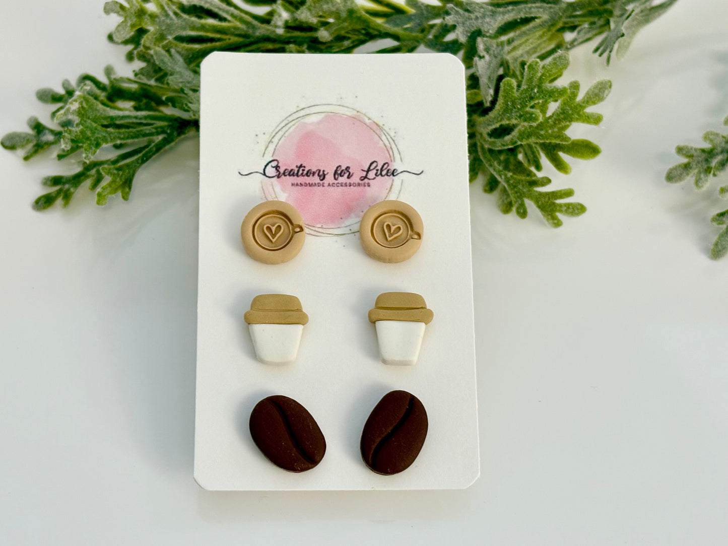 Clay Earrings - Coffee Stud Pack