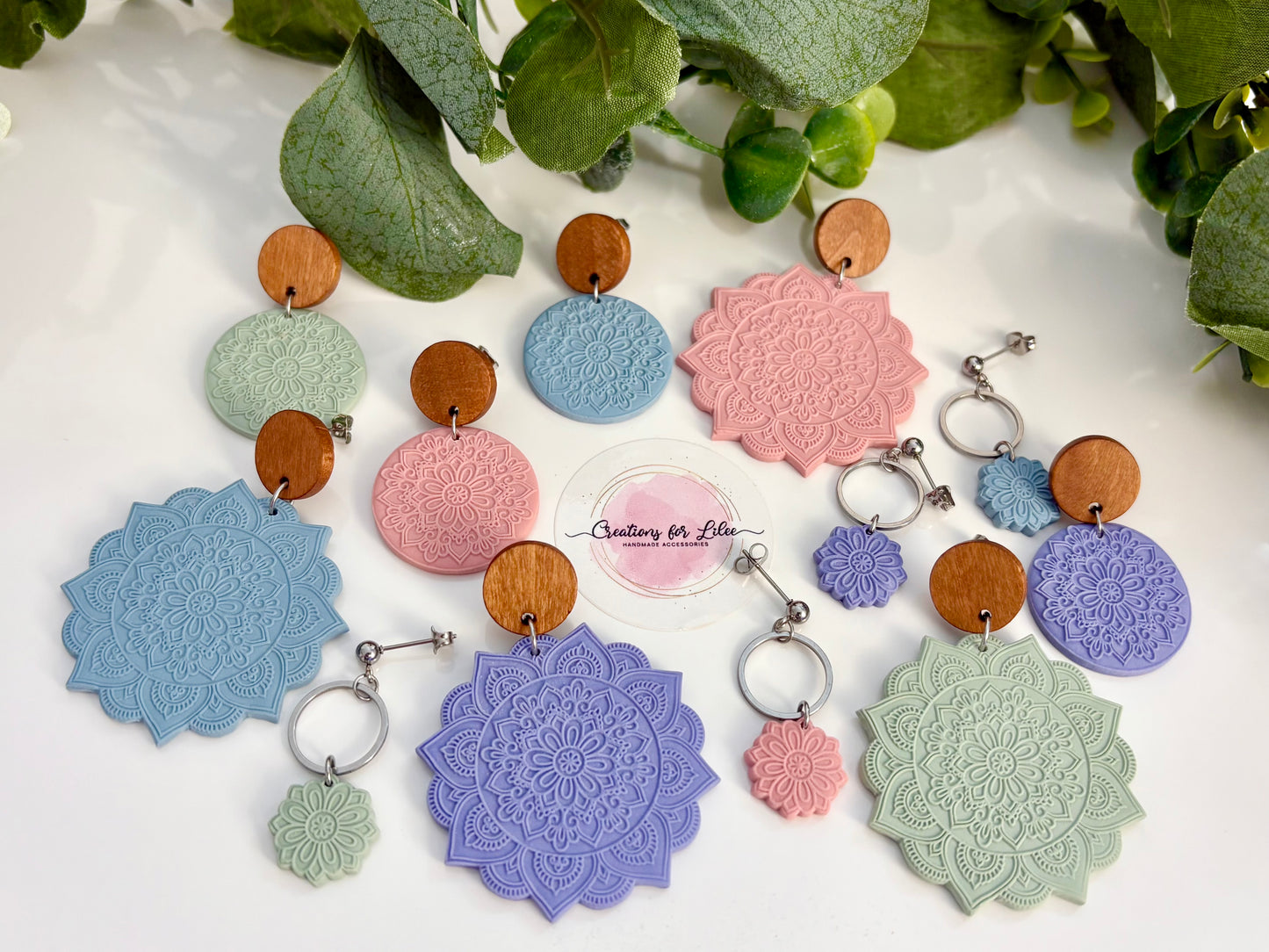 Clay Earrings - Pastel Mandala Collection