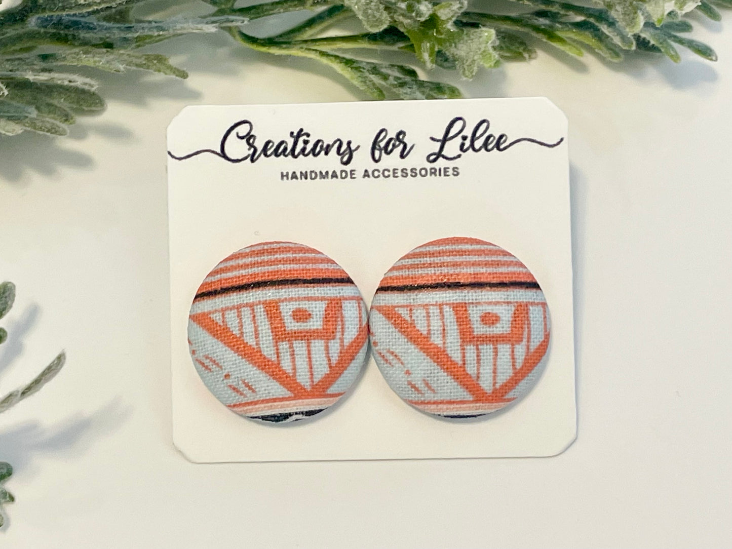 Button Earrings - Patterned