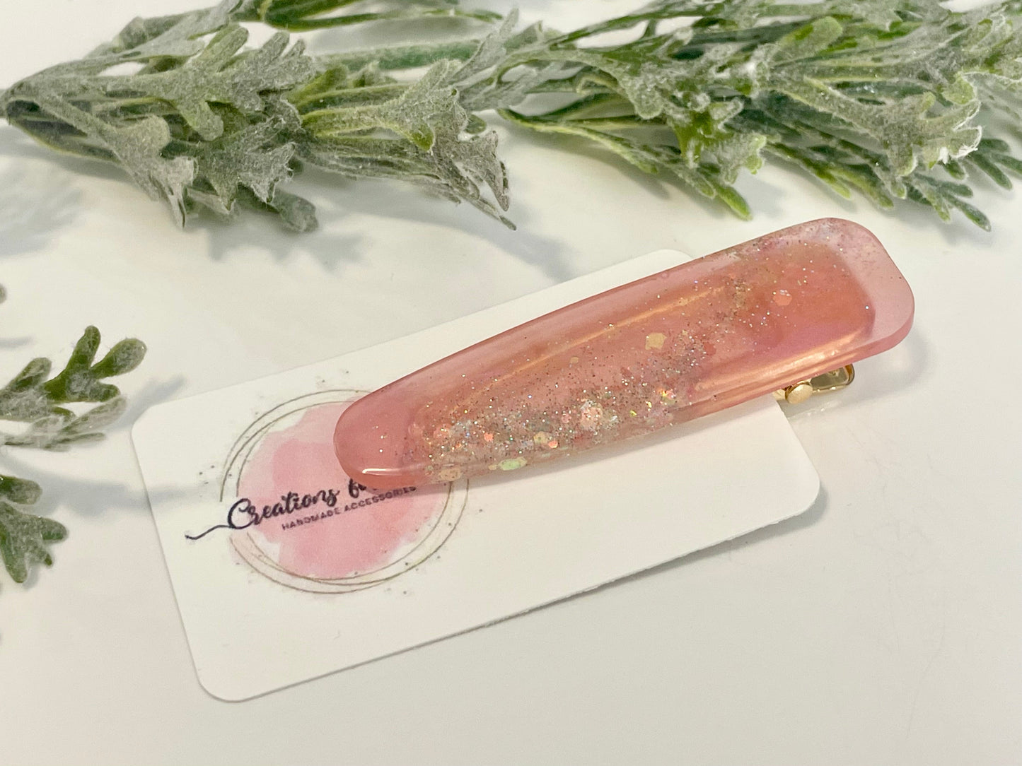 Resin Hair Clips - Pink & Chunky Glitter