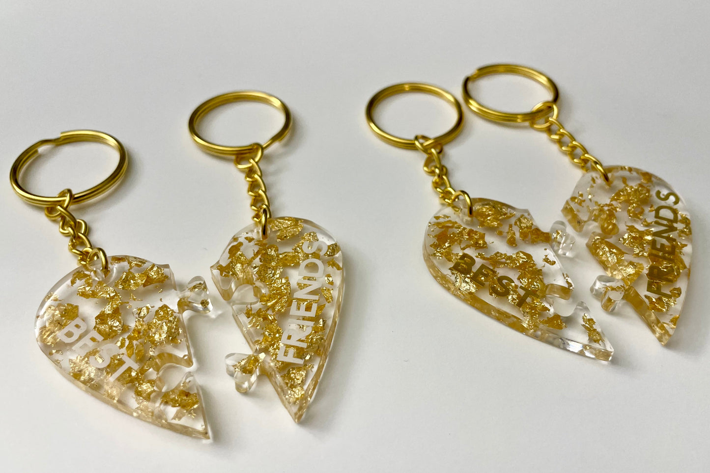 Interlocking Heart Keychains - Best Friends (Gold)