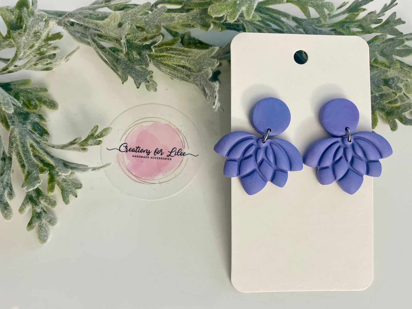 Clay Earrings - Purple Lotus Earrings