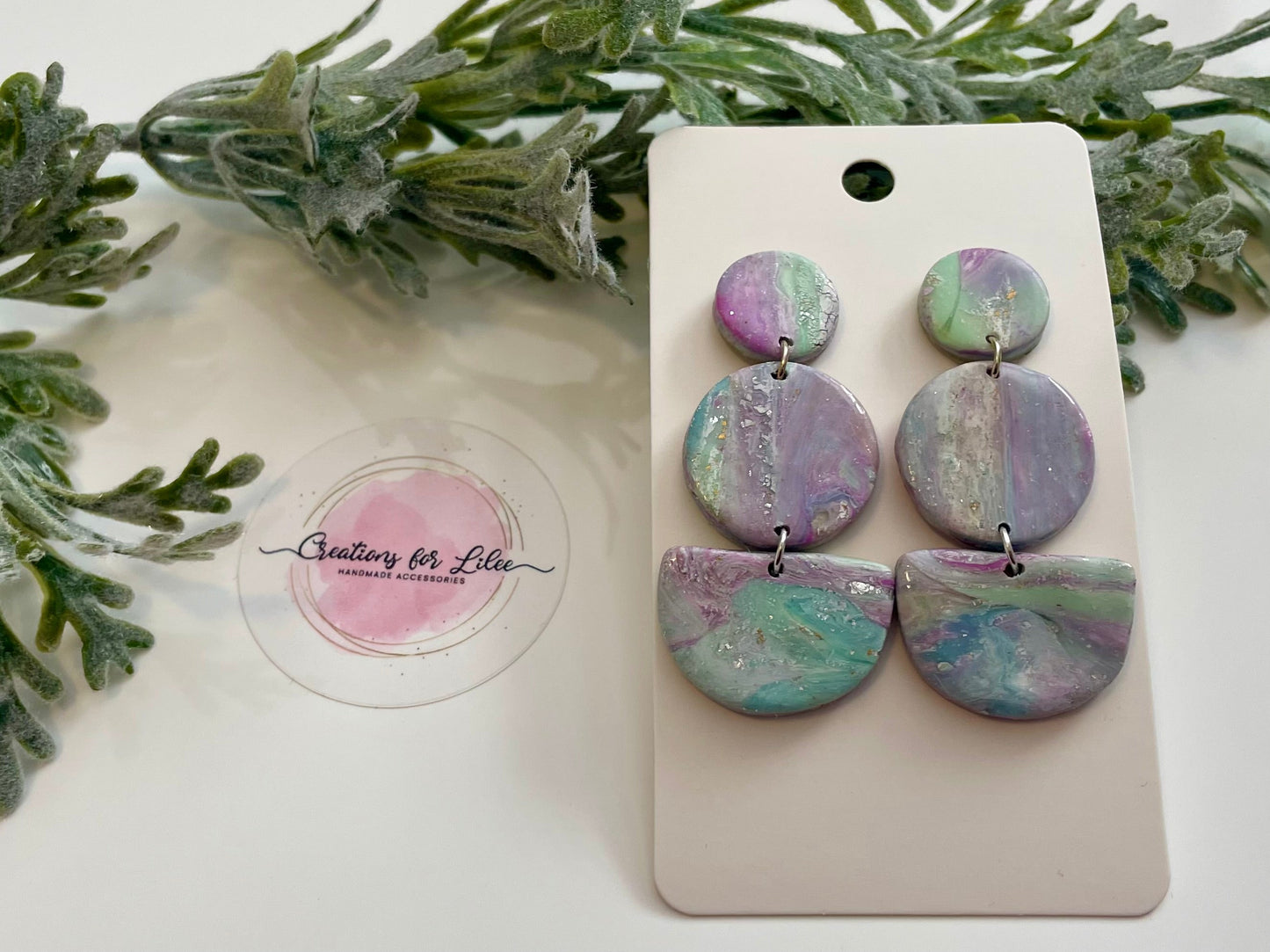 Clay Earrings - Purple & Teal Earrings