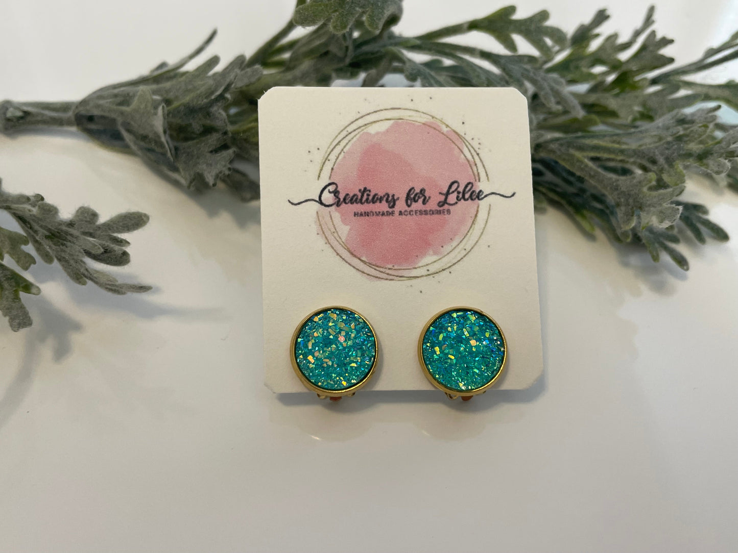 Druzy Clip On Earrings - Gold