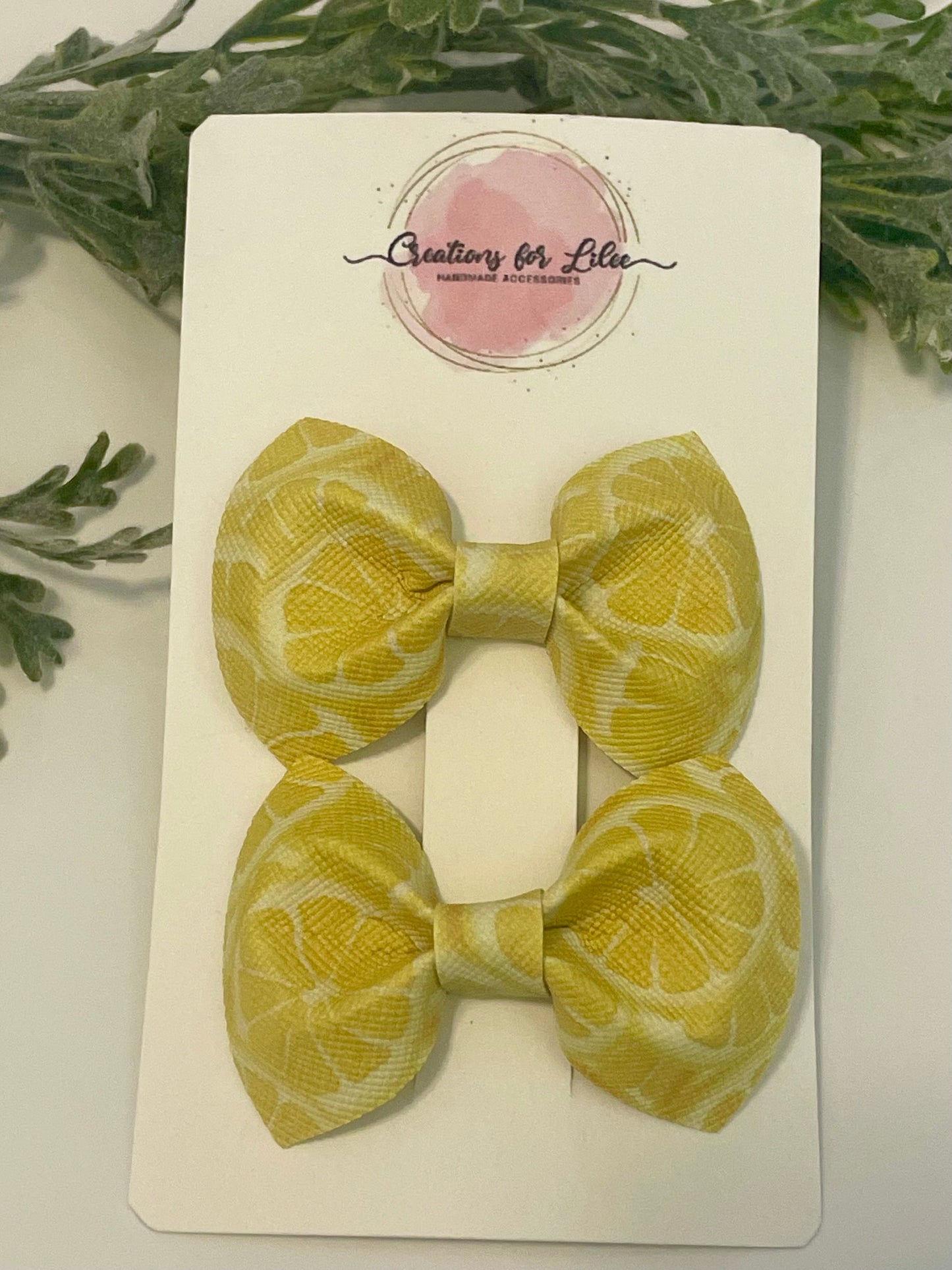 Pigtail Bows - Lemons