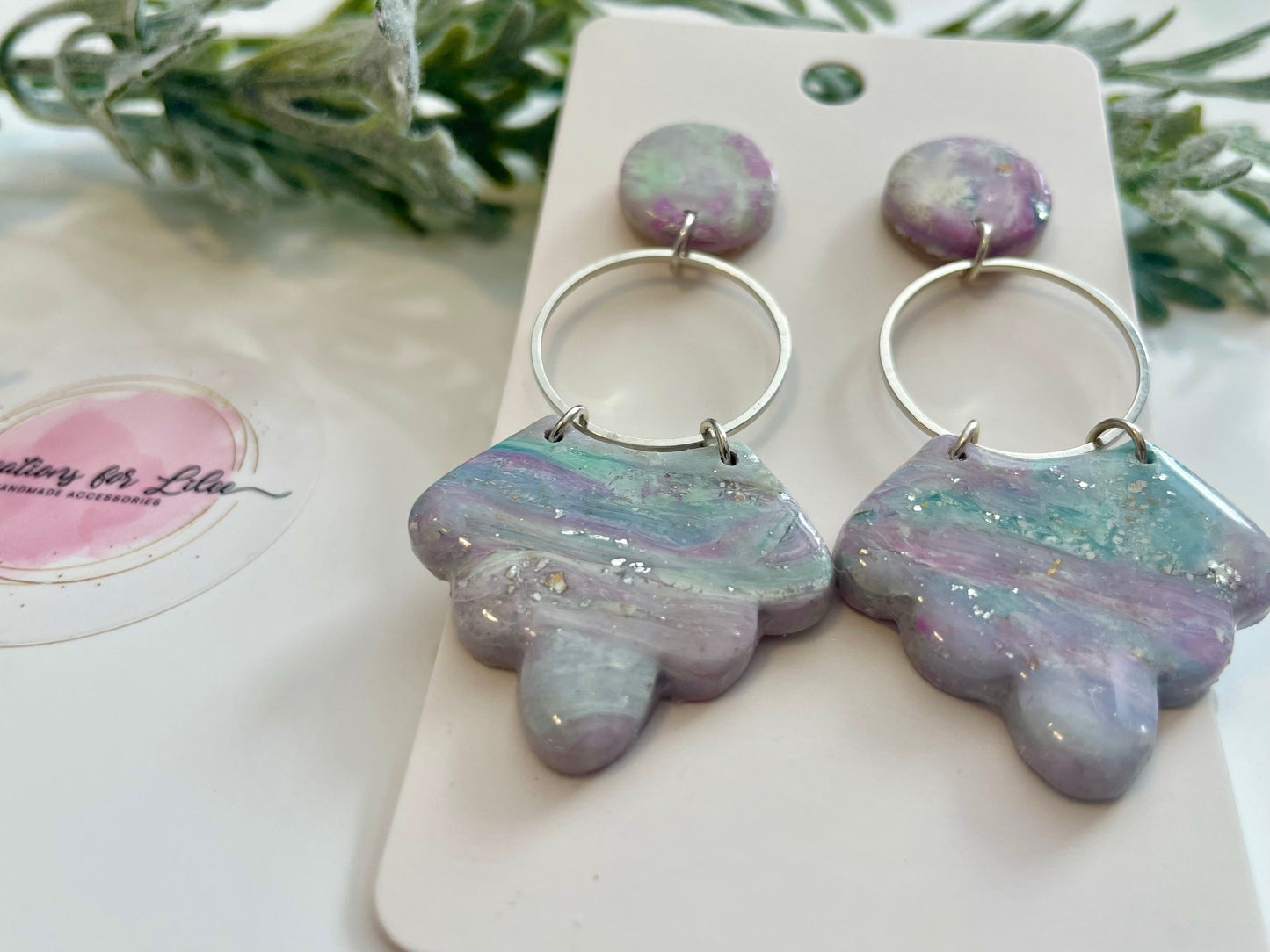 Clay Earrings - Purple & Teal Earrings