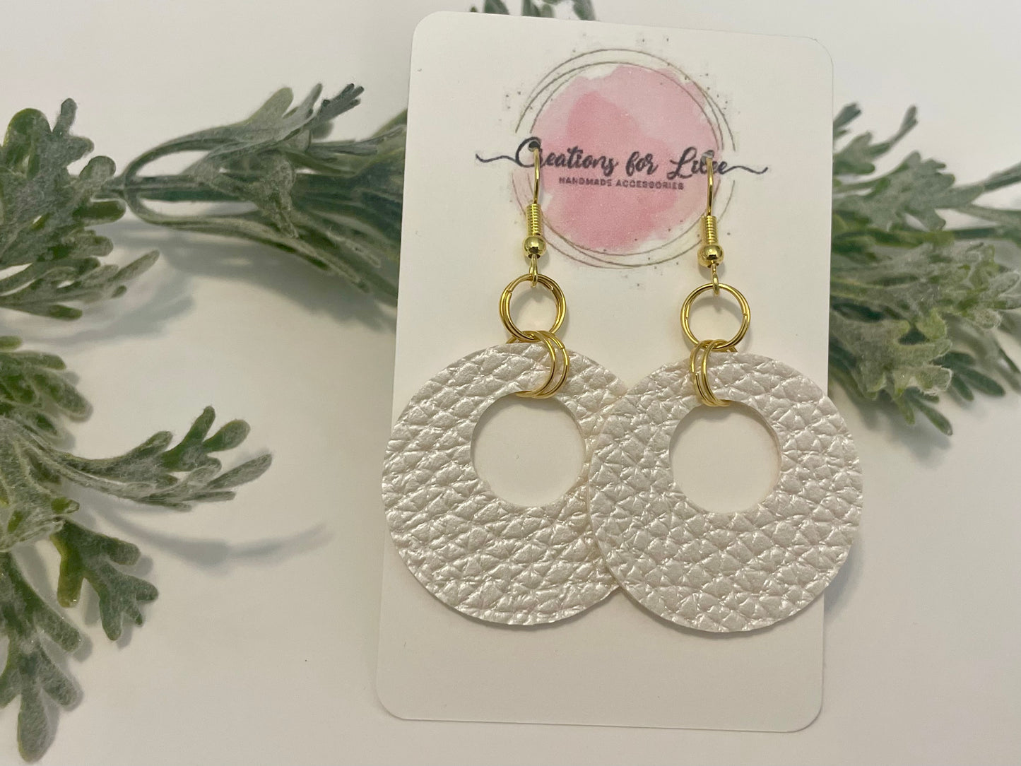 Leatherette Earrings - Pearlescent White - DRAFT