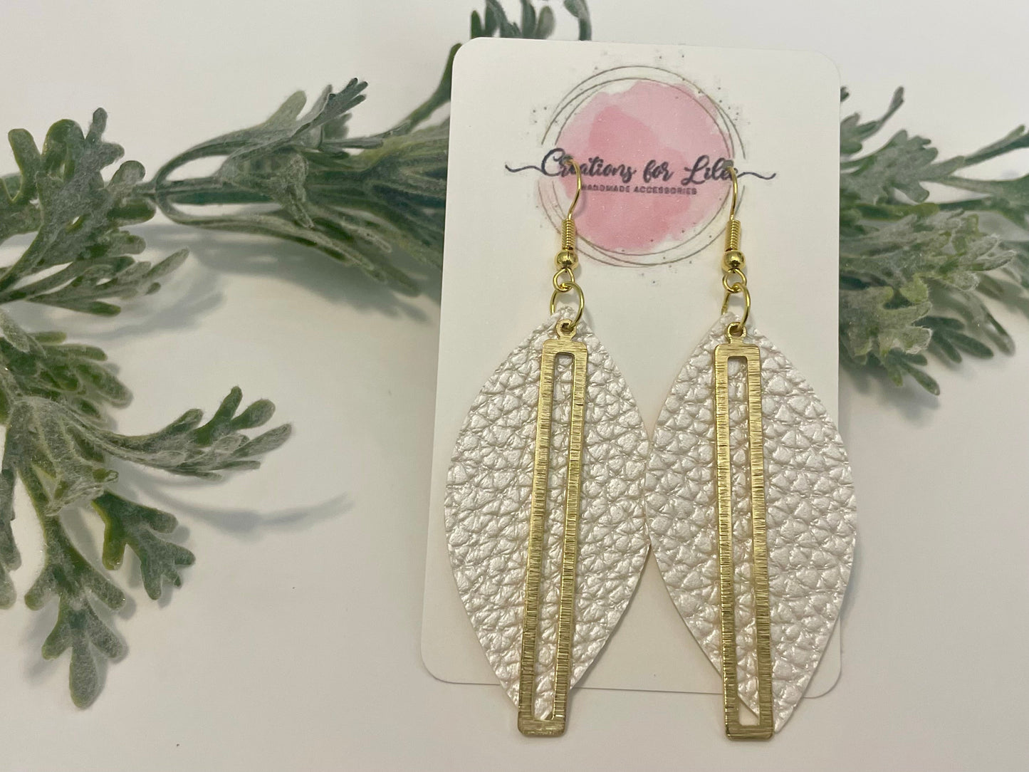 Leatherette Earrings - Pearlescent White