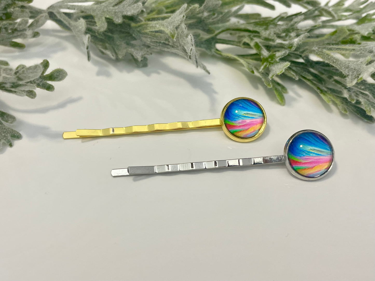 Glass Cabochon Hair Pins