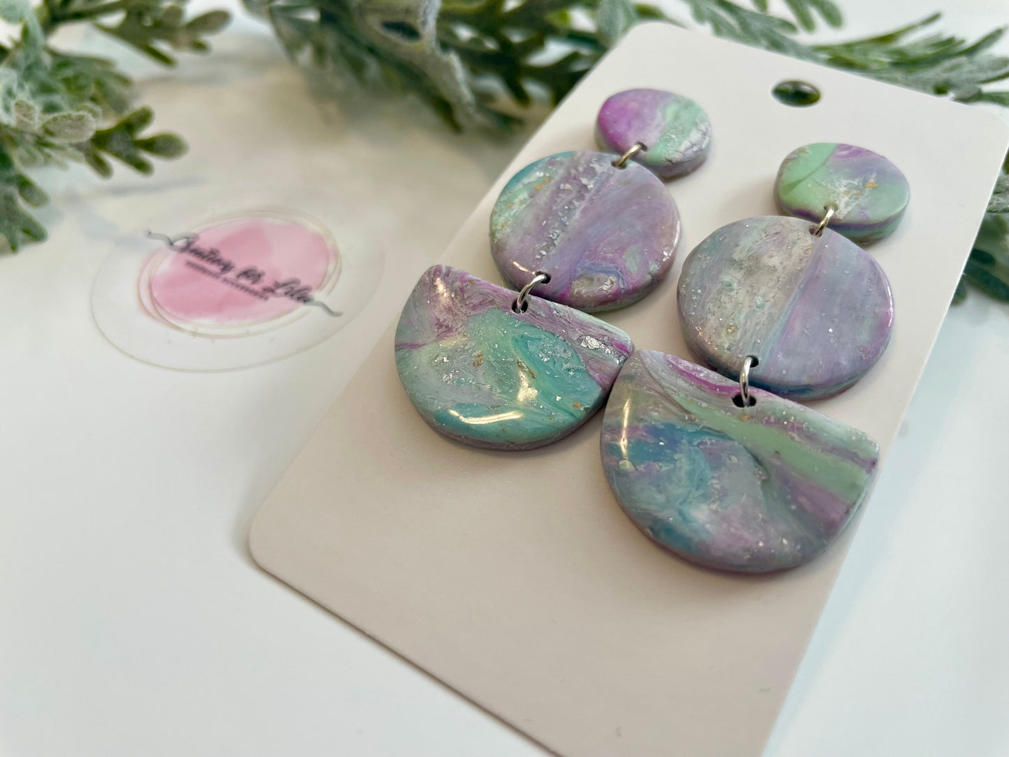 Clay Earrings - Purple & Teal Earrings