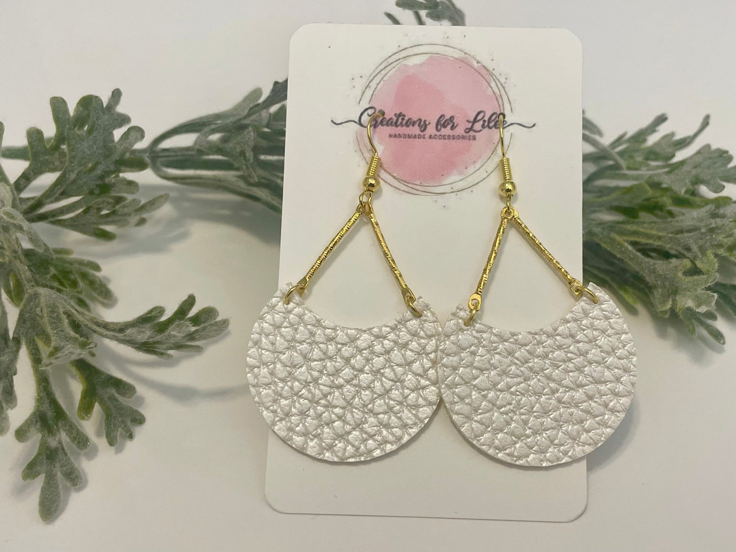 Leatherette Earrings - Pearlescent White