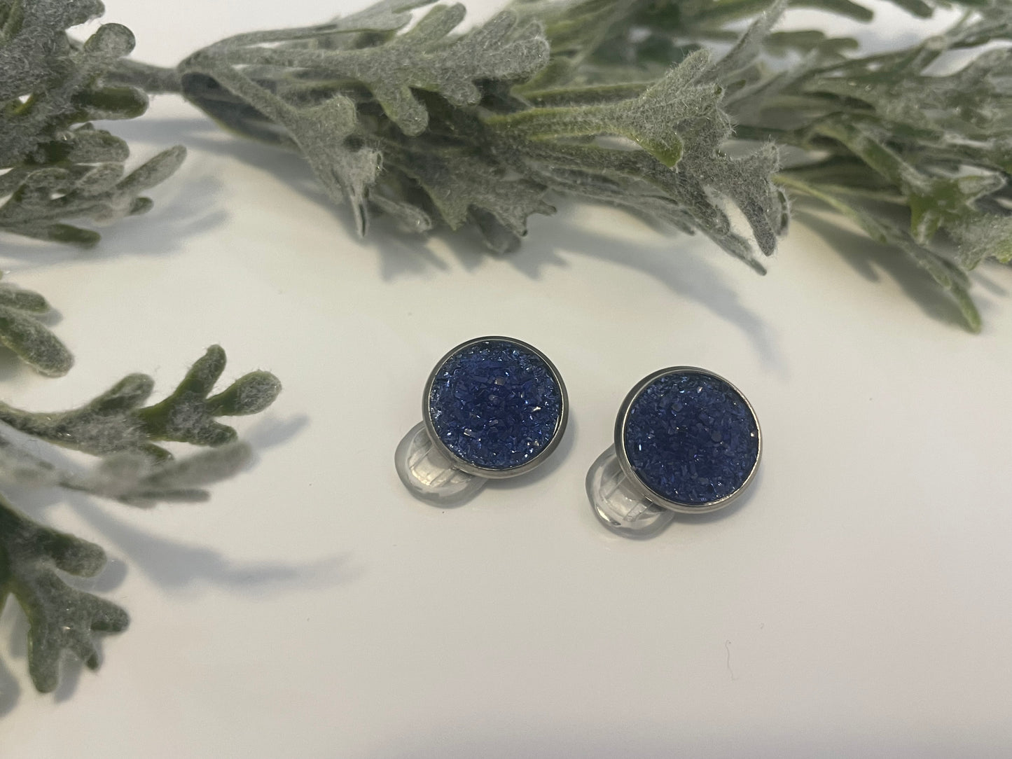 Druzy Clip On Earrings - Stainless