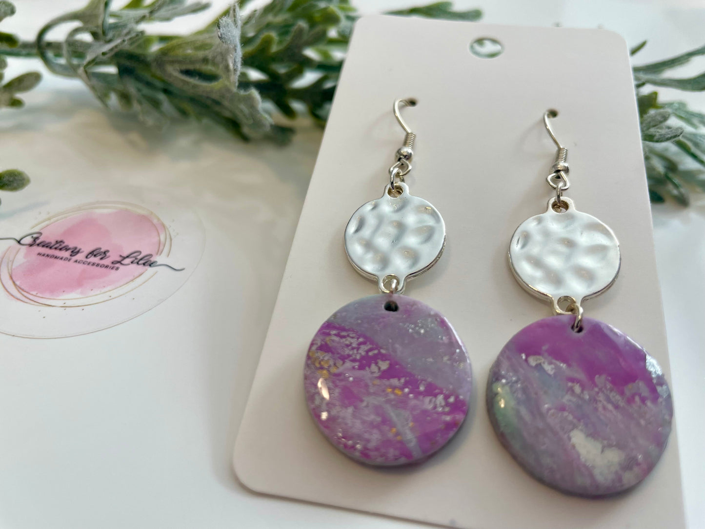 Clay Earrings - Purple & Teal Earrings