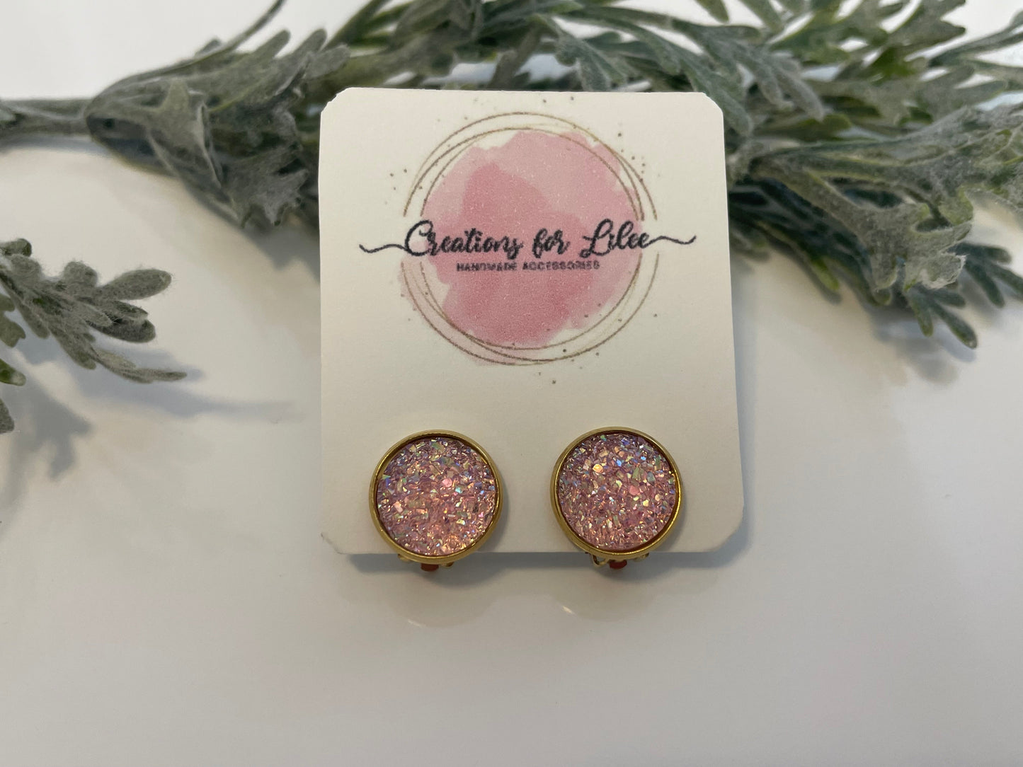 Druzy Clip On Earrings - Gold