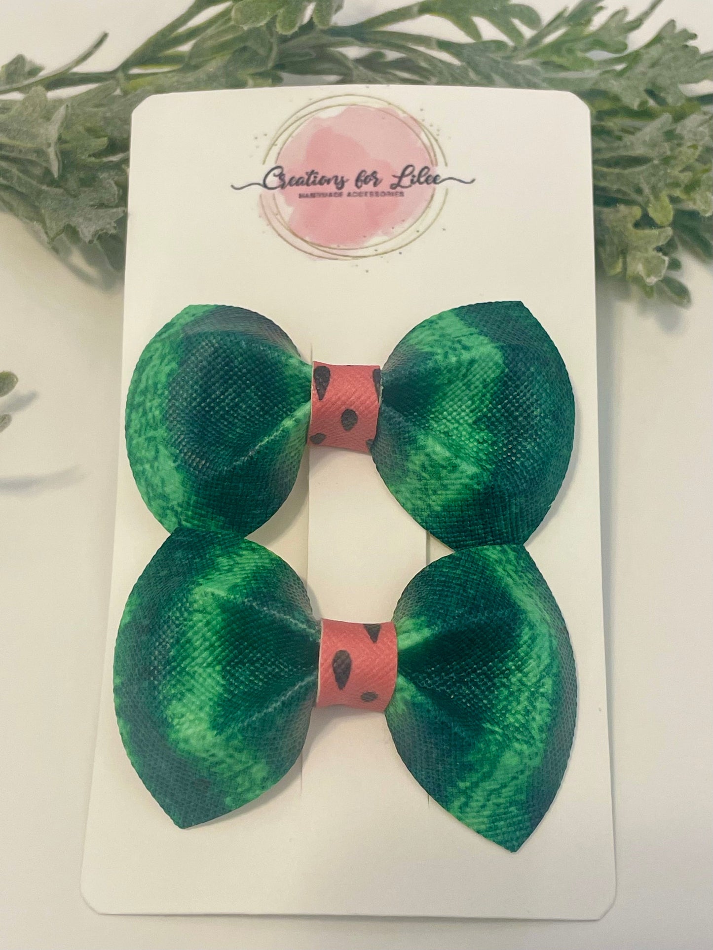 Pigtail Bows - Watermelons