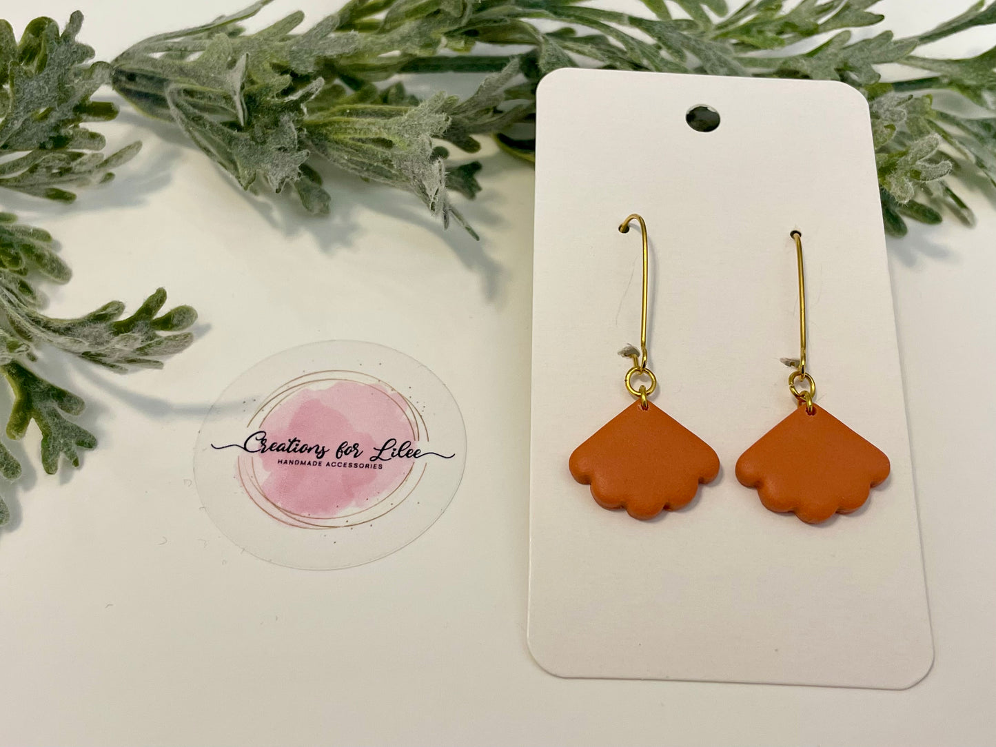 Clay Earrings - Orange Fan Earrings