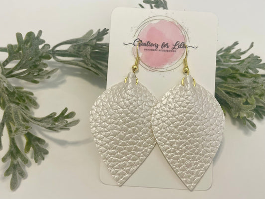 Leatherette Earrings - Pearlescent White