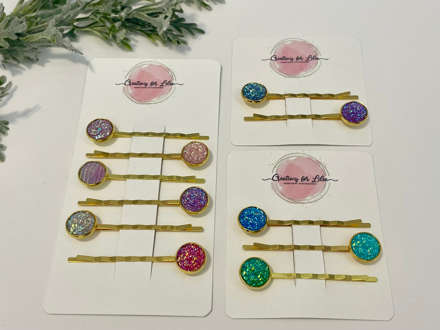 Glass Cabochon Hair Pins