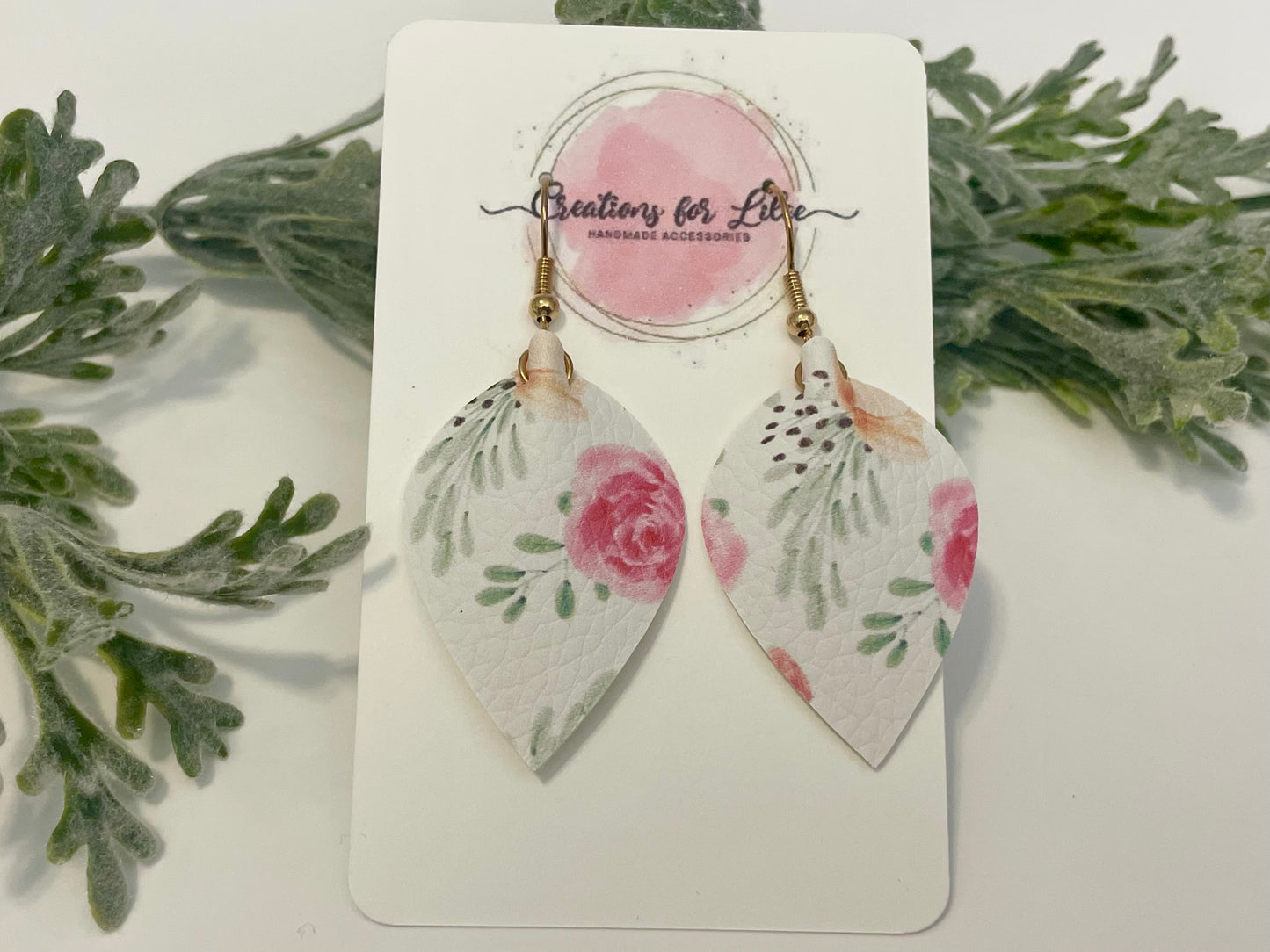 Leatherette Earrings - Pink & Peach Floral Minis