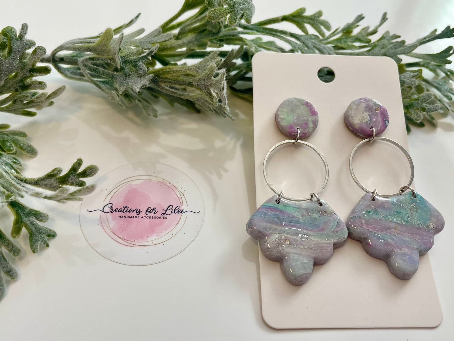 Clay Earrings - Purple & Teal Earrings