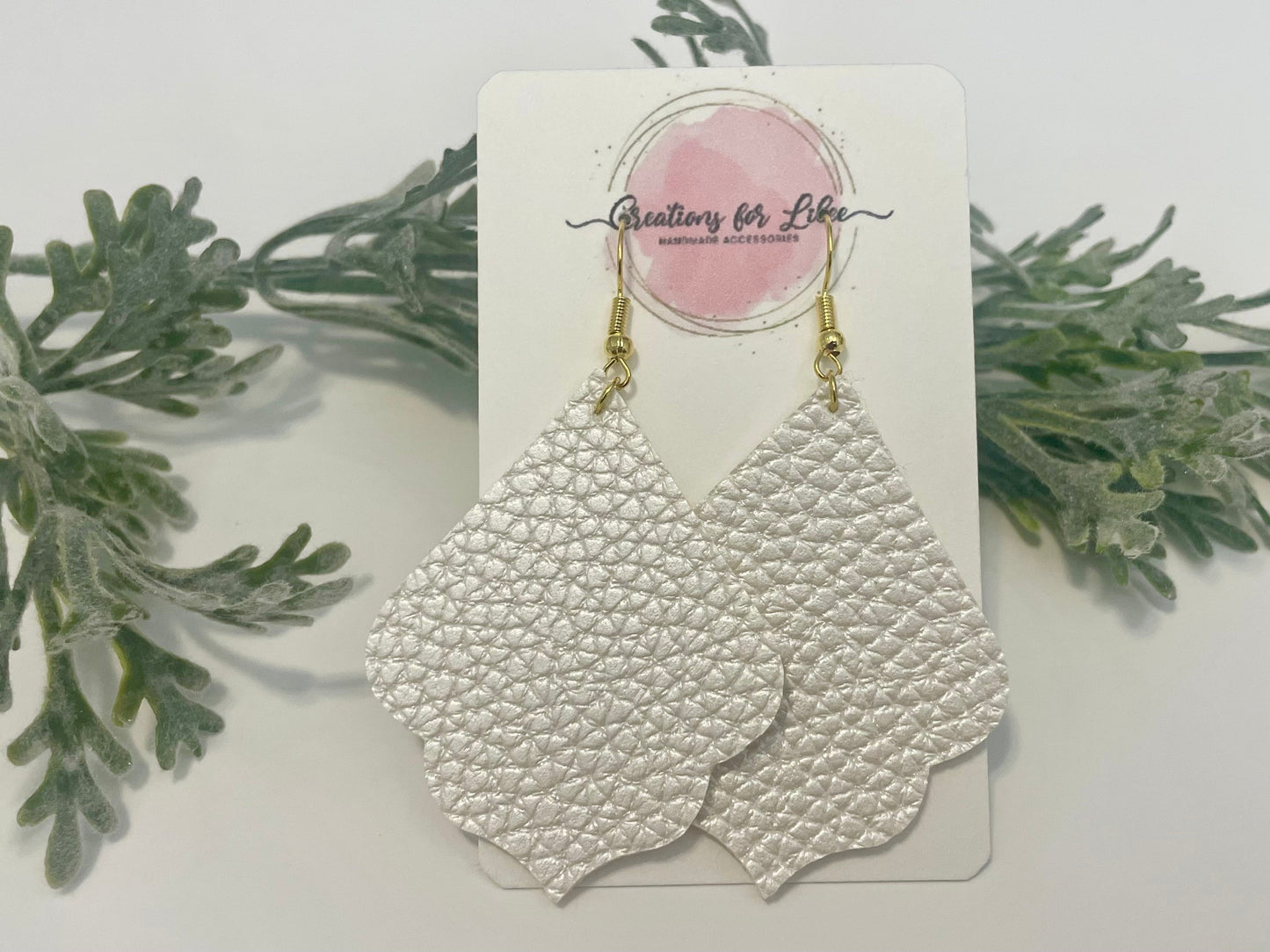 Leatherette Earrings - Pearlescent White