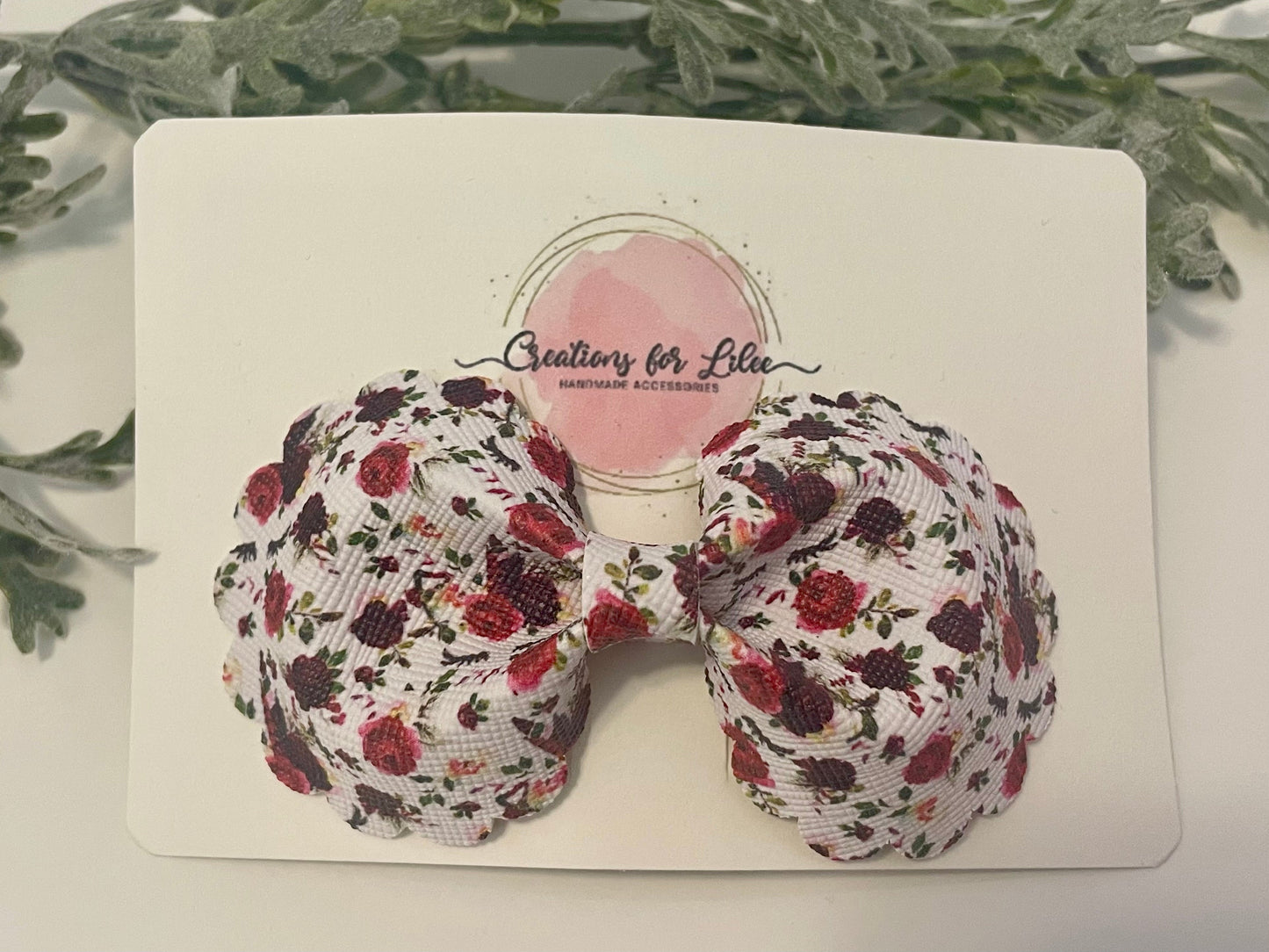 Rounded Bowtie Hair Bow with Scalloped Edges - Florals & Unicorns