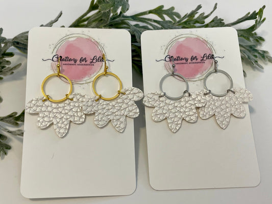 Leatherette Earrings - Pearlescent White