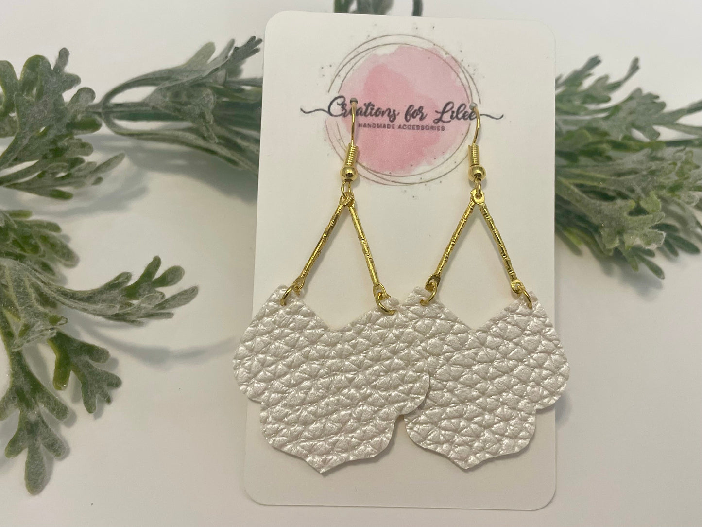 Leatherette Earrings - Pearlescent White