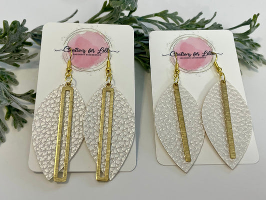 Leatherette Earrings - Pearlescent White