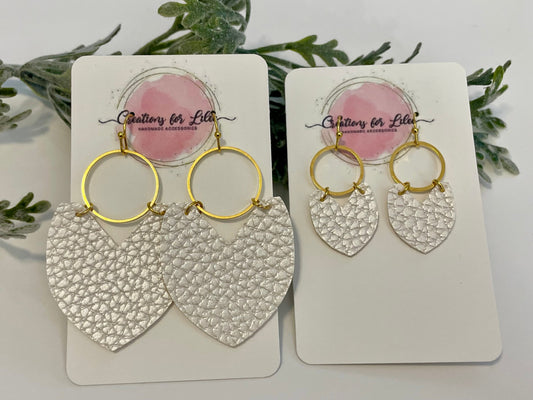 Leatherette Earrings - Pearlescent White