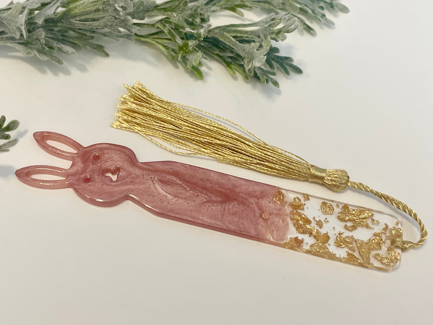 Resin Bookmarks - Pink & Gold Bunny