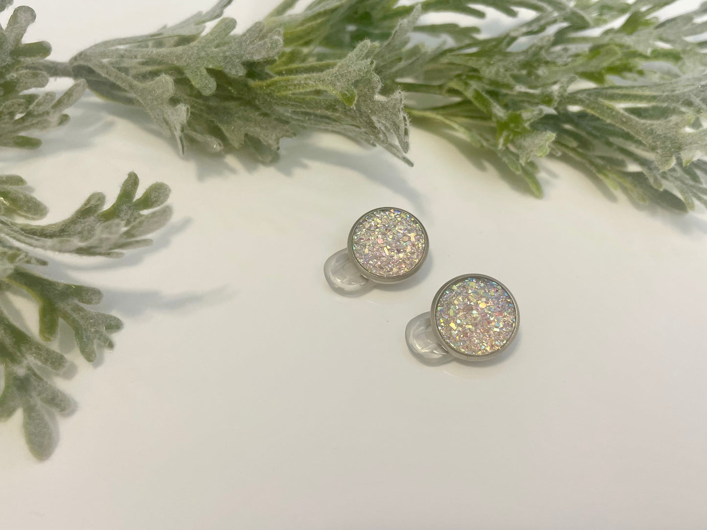 Druzy Clip On Earrings - Stainless