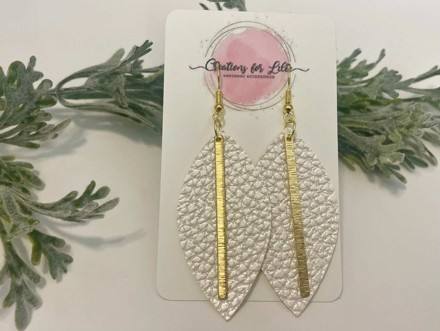 Leatherette Earrings - Pearlescent White