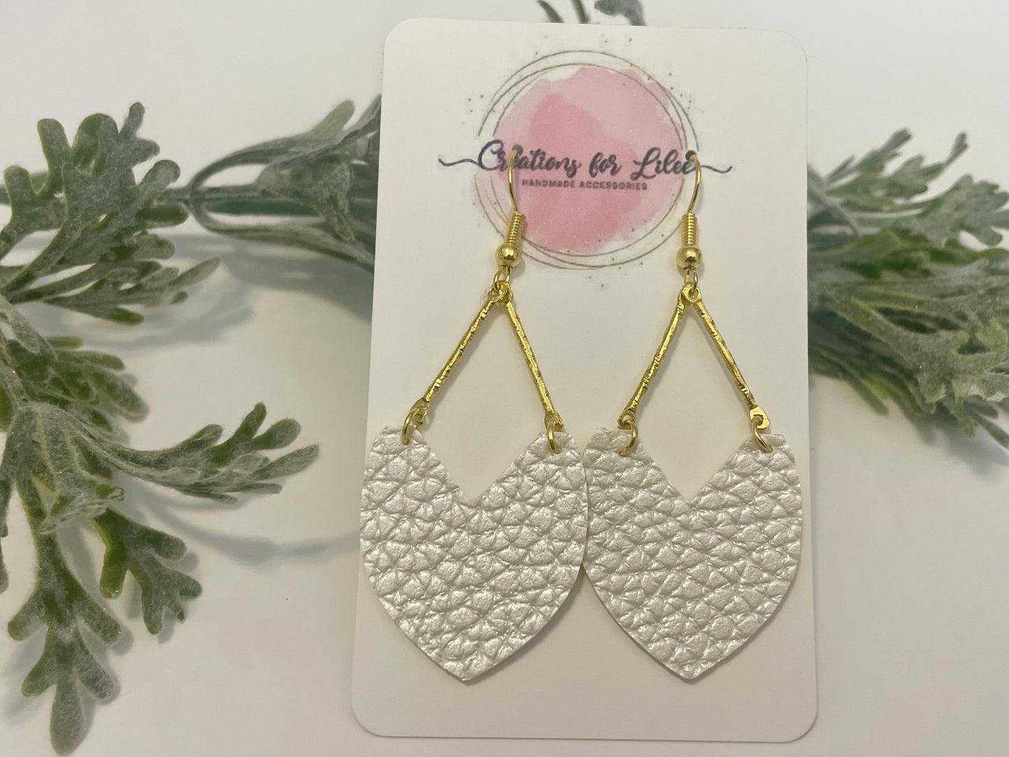 Leatherette Earrings - Pearlescent White