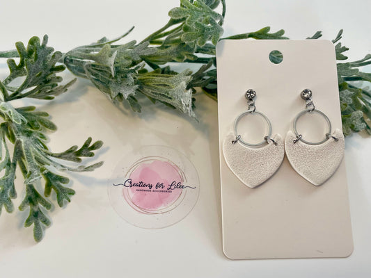 Clay Earrings - White & Rhinestone Earrings