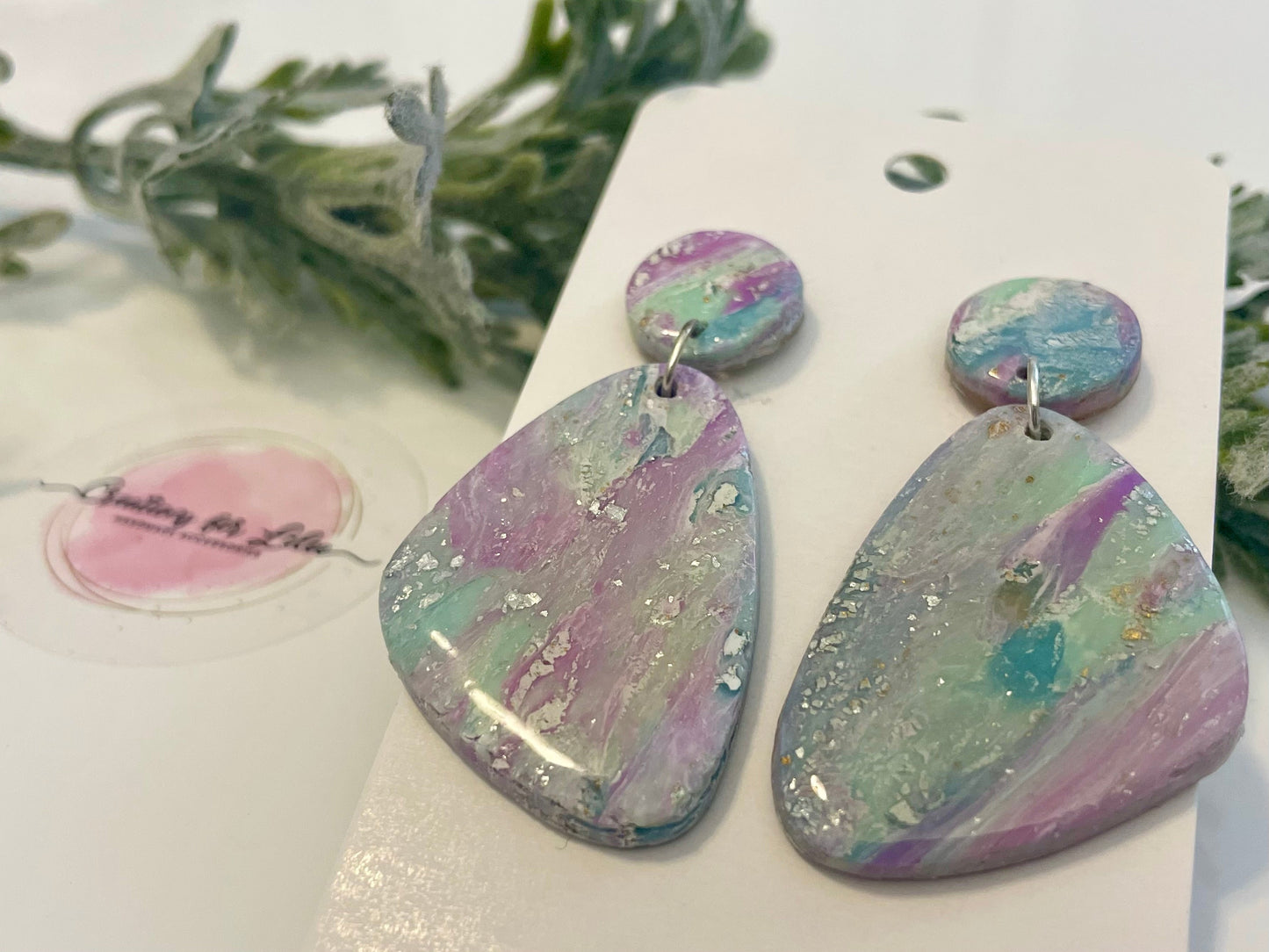 Clay Earrings - Purple & Teal Earrings