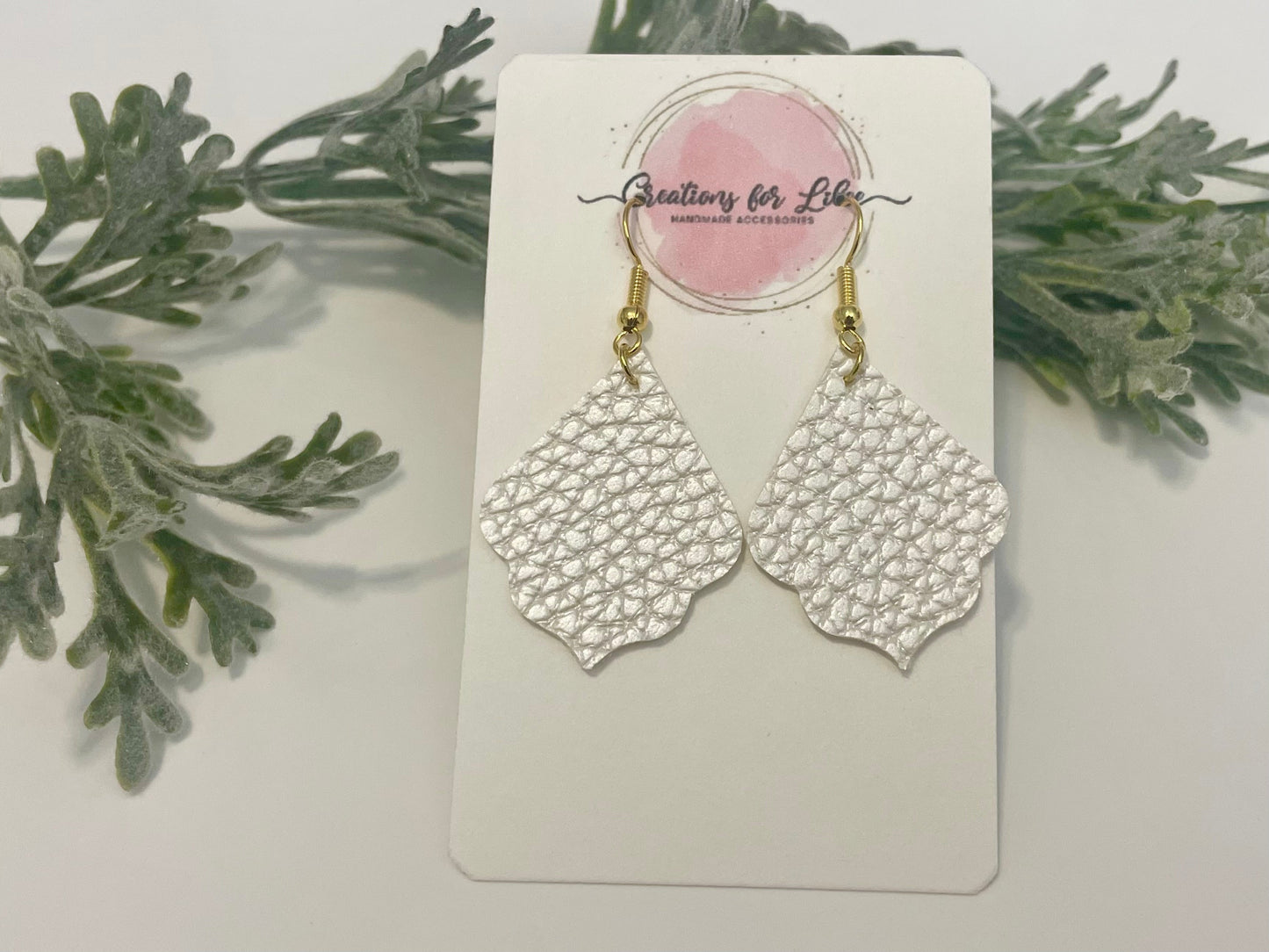 Leatherette Earrings - Pearlescent White