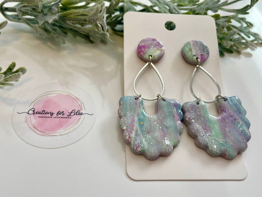 Clay Earrings - Purple & Teal Earrings