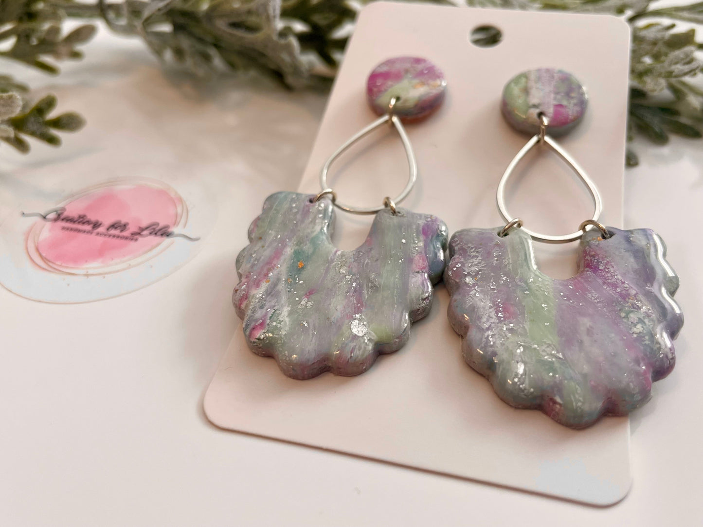 Clay Earrings - Purple & Teal Earrings