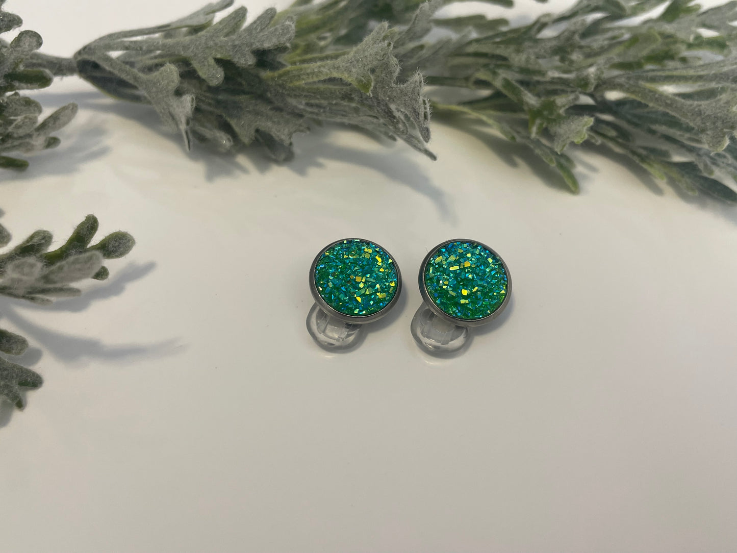 Druzy Clip On Earrings - Stainless