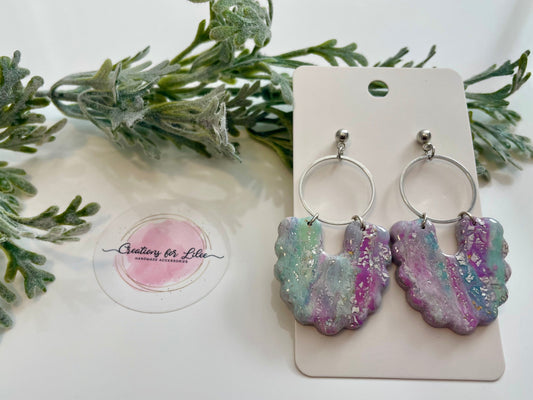 Clay Earrings - Purple & Teal Earrings