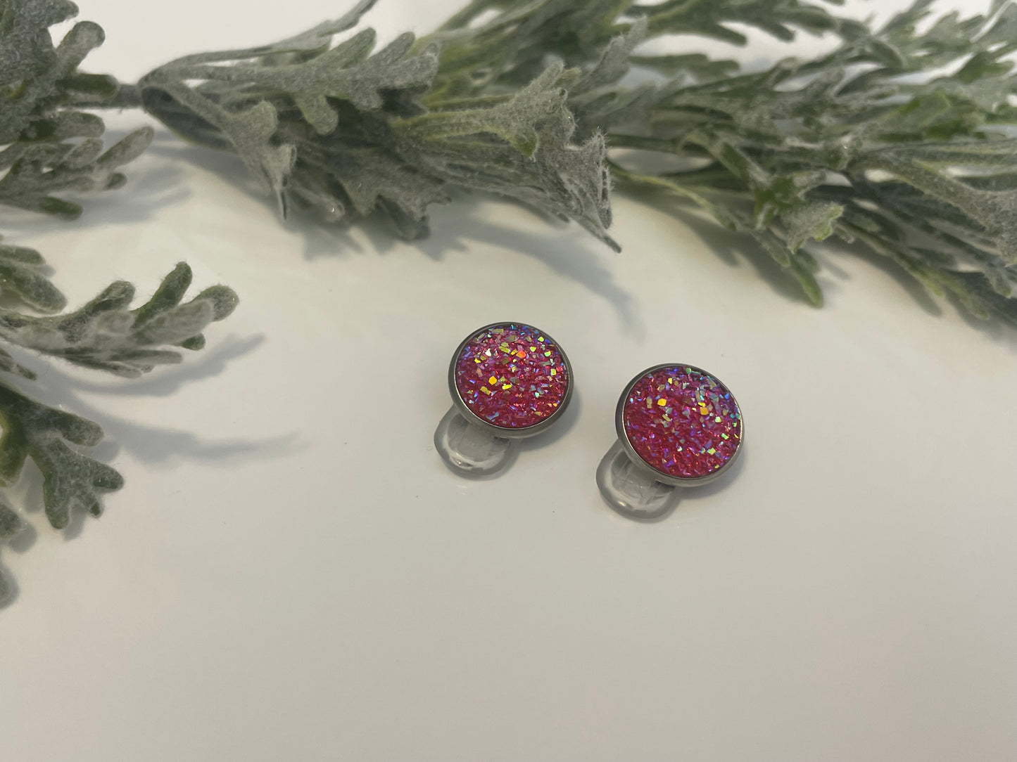 Druzy Clip On Earrings - Stainless