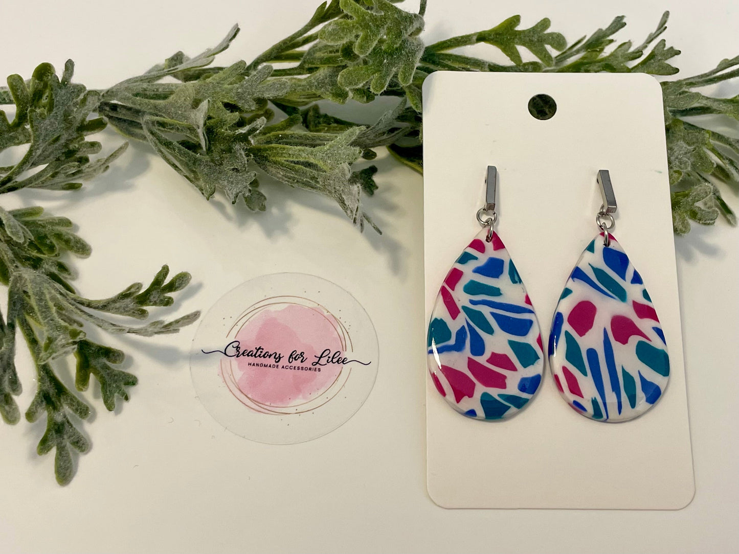 Clay Earrings - Colorful Terrazzo Drop Earrings