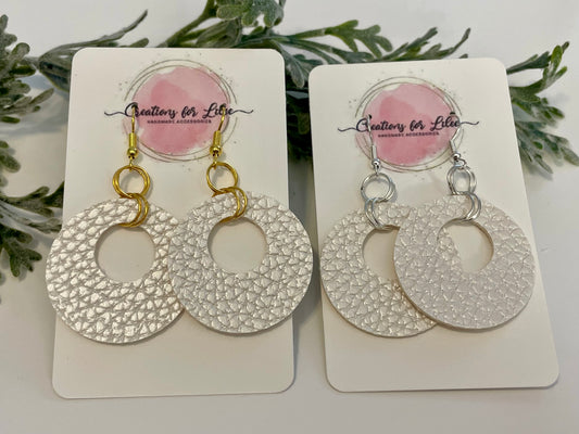 Leatherette Earrings - Pearlescent White - DRAFT