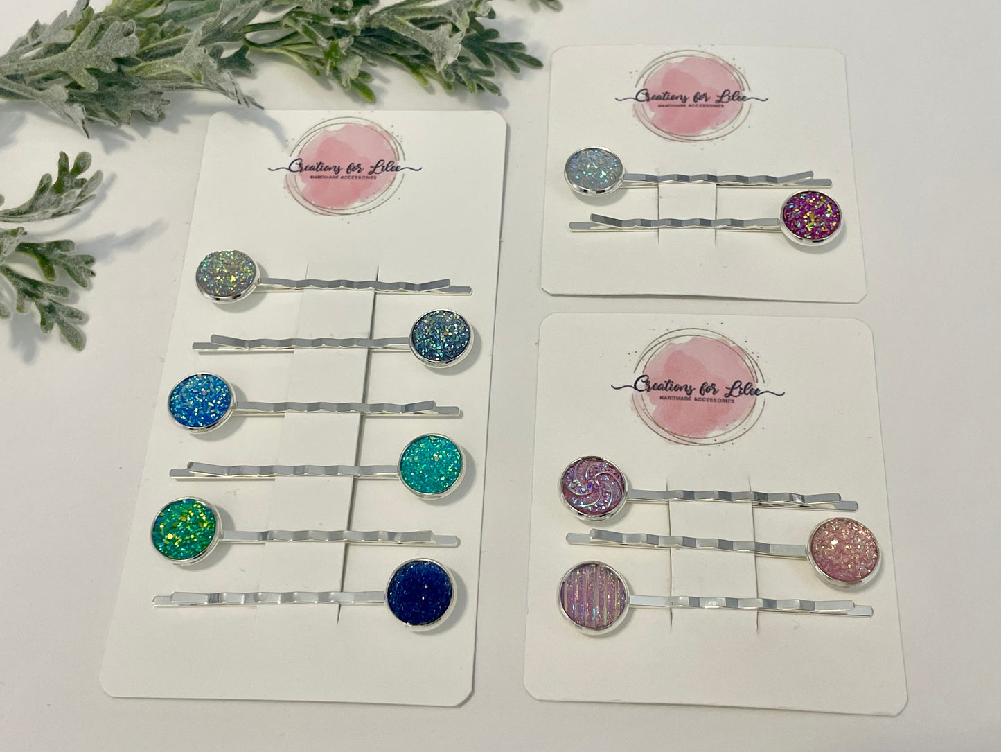 Sparkly Pink Hair Pins