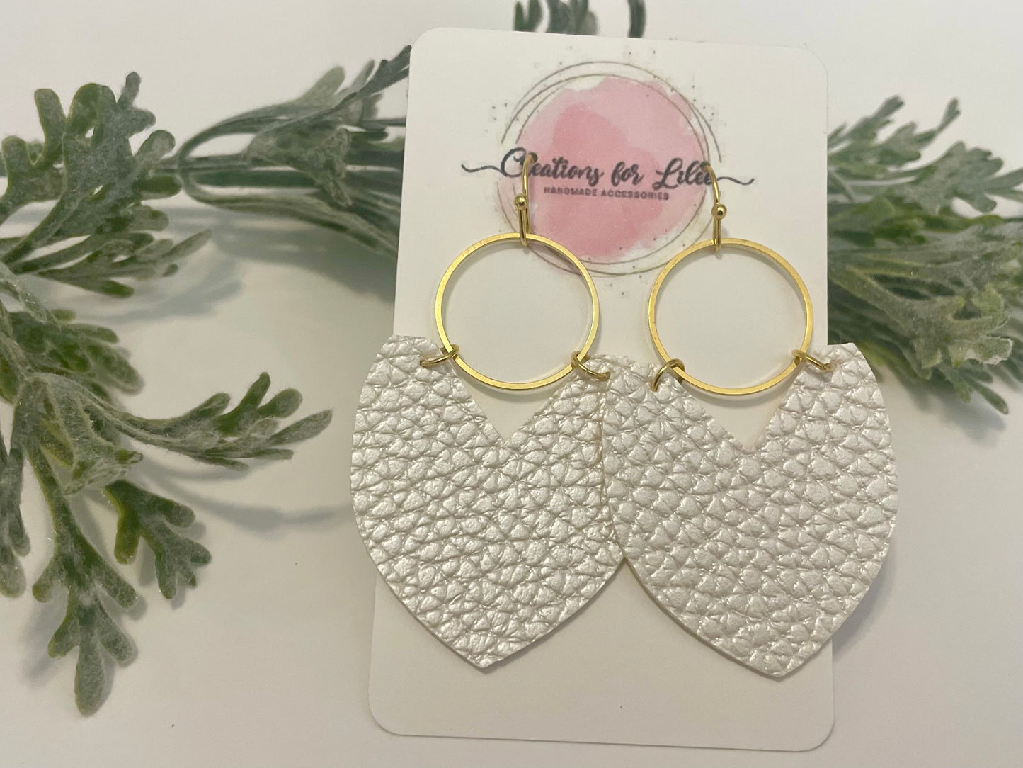 Leatherette Earrings - Pearlescent White