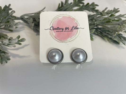 Faux Pearl Cabochon Clip On Earrings