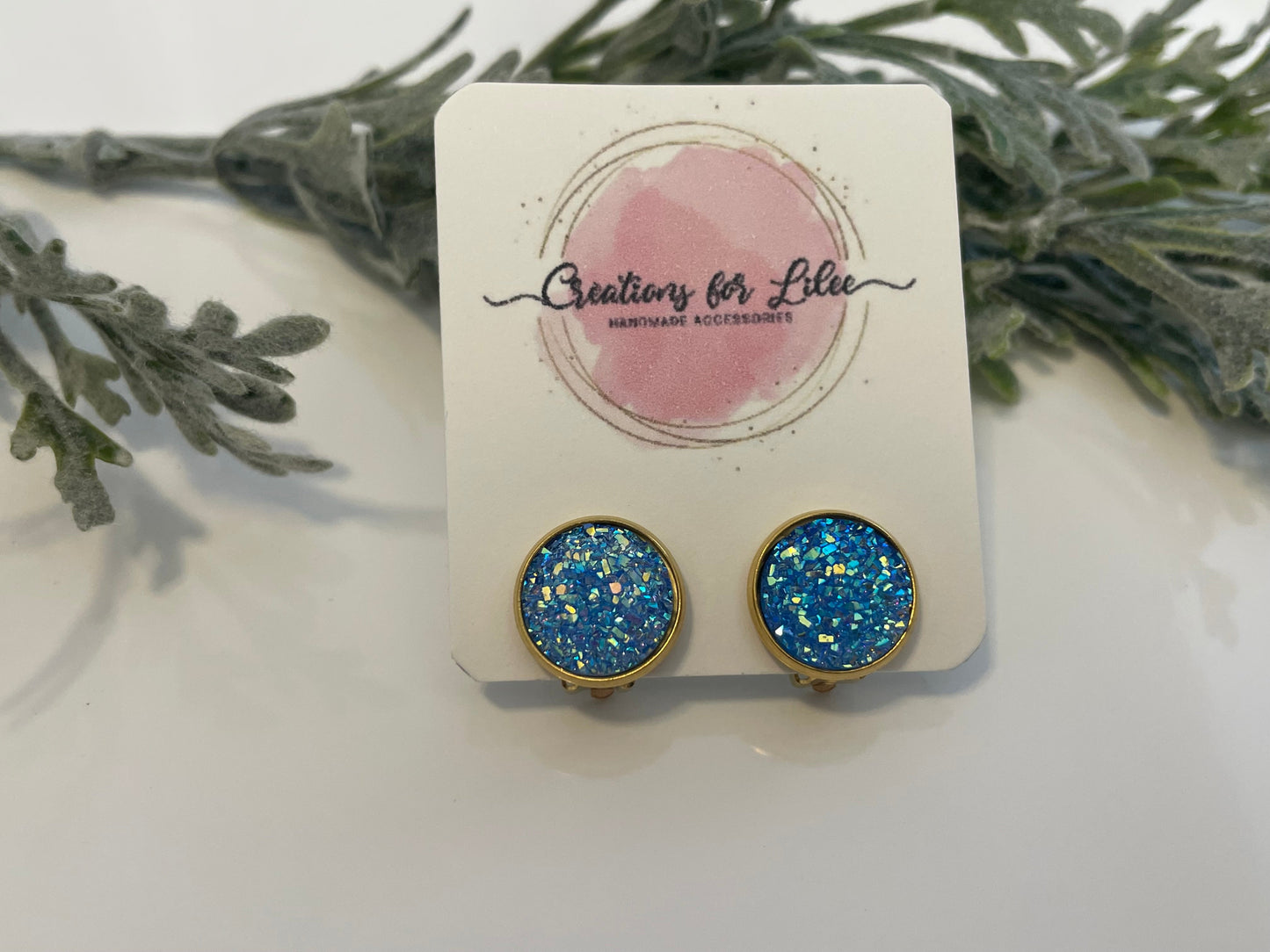 Druzy Clip On Earrings - Gold